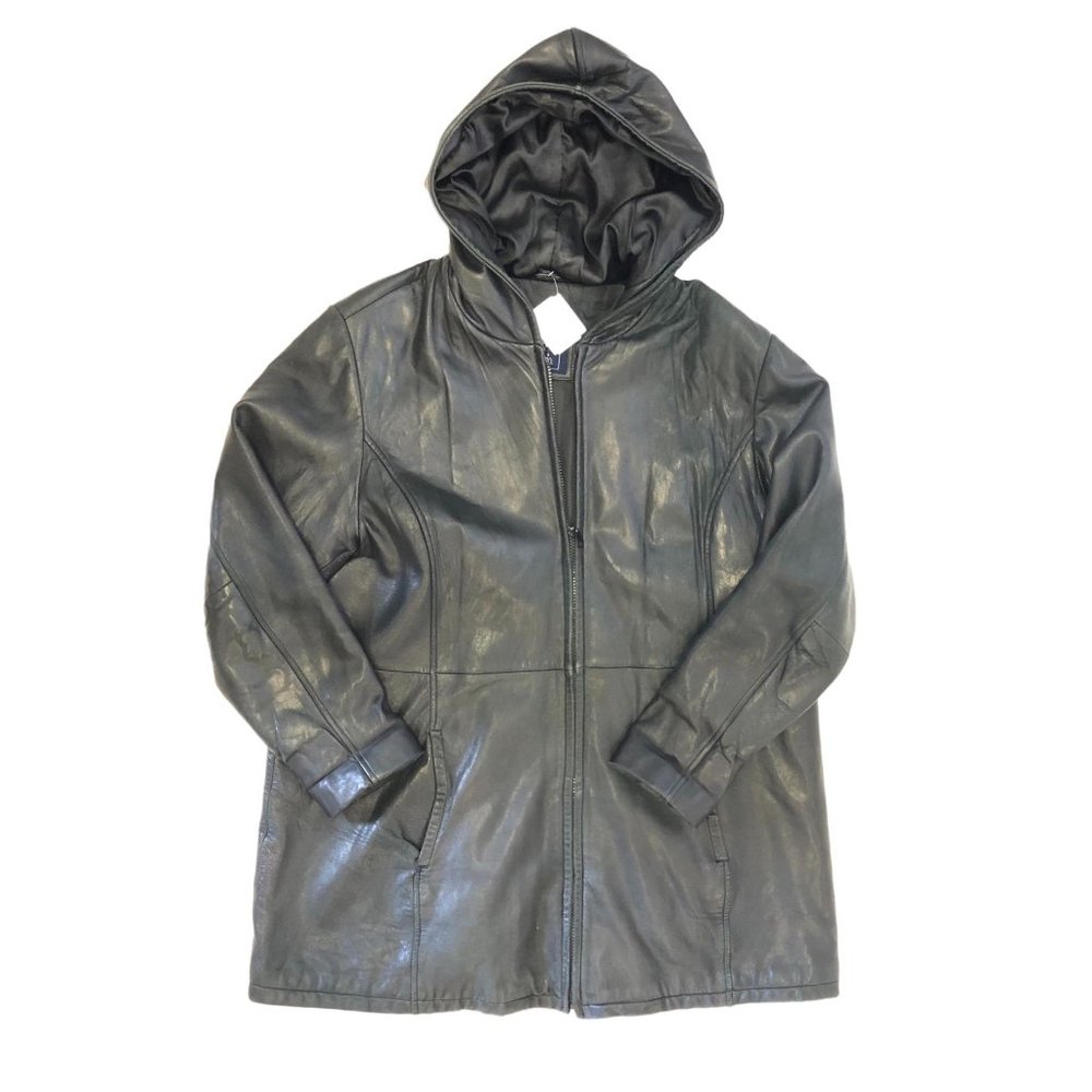 Genuine Leather Hoodie Men's Jacket Size XL